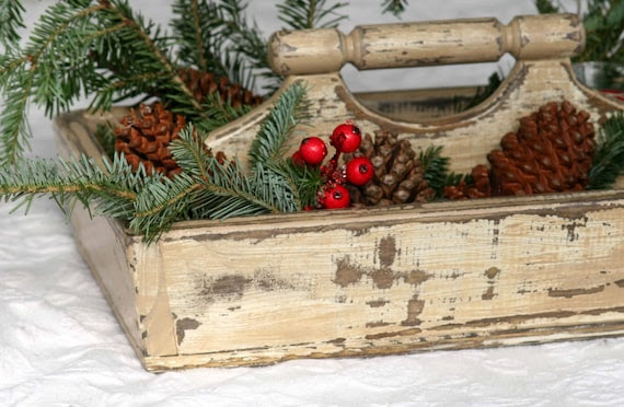 Wooden Garden Tray Entertaining Serving Tray Caddy Tote by yholste