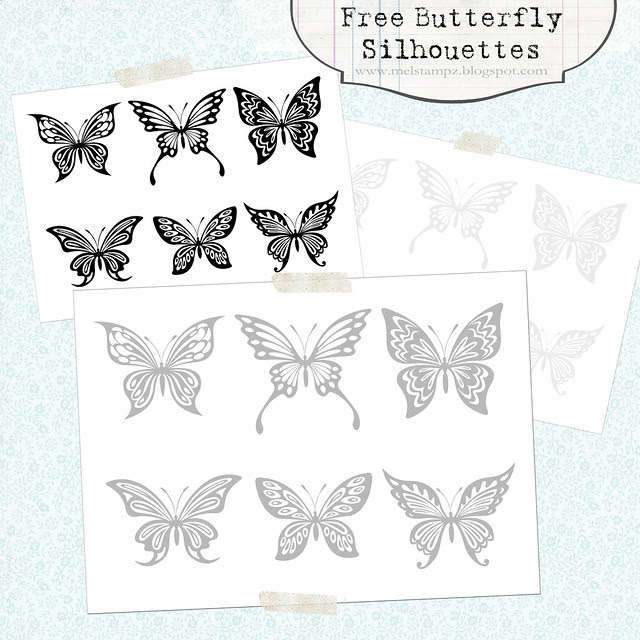 Free Butterfly Silhouettes (in 6 styles & three shades of grey to black) - Preview