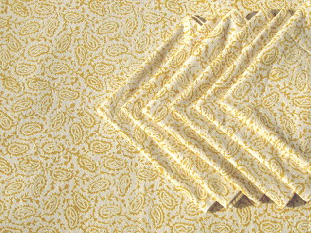 Tilonia Table Linen & Napkin Set for 6 - Paisley in Mustard Yellow ...