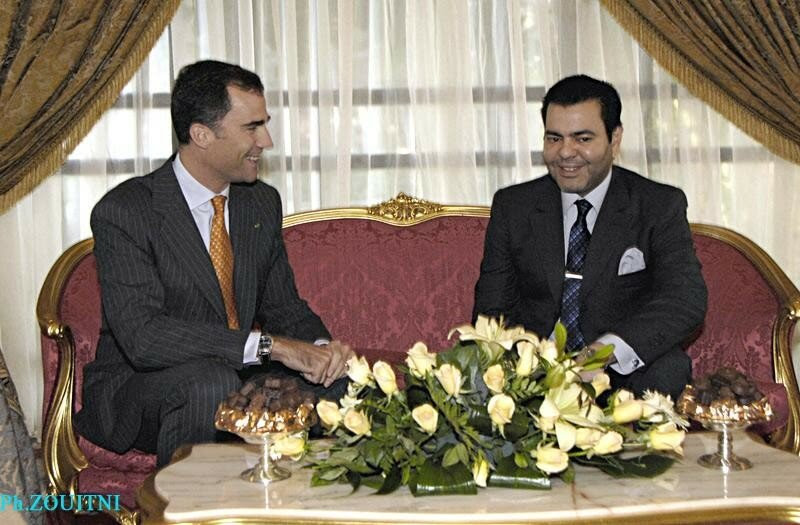 HRH Prince Moulay Rachid spins crown prince felipe of asturias. HRH Prince Moulay Rachid spins