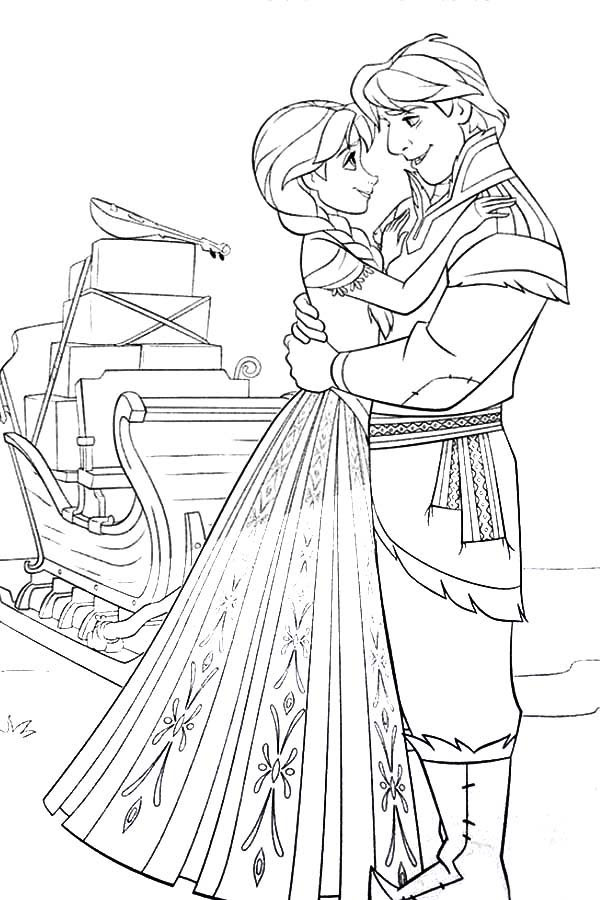 Princess Anna and Kristoff from Frozen Coloring Pages ...