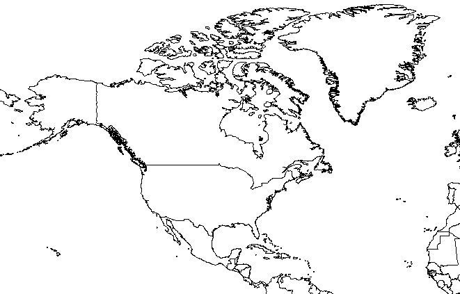 Blank Outline Map of North