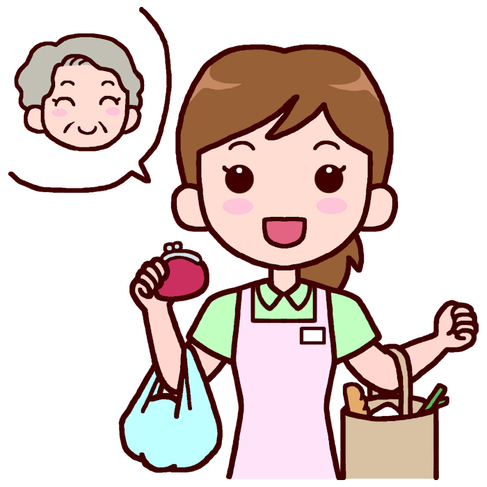 買い物代行 カラー 買い物 訪問介護 入浴 介護 医療 無料イラスト素材