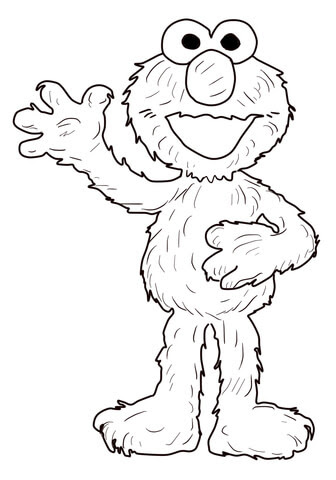 Elmo Waving Hello coloring page | SuperColoring.com