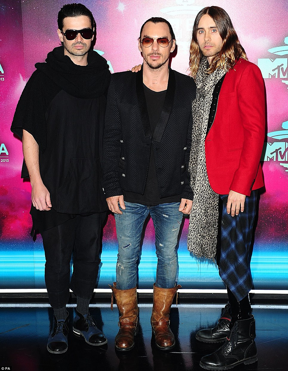 A touch of cool: Jared Leto and his band, 30 Seconds To Mars, added a stamp of rocker approval to the proceedings as they arrived at the event in their typically low-key ensembles 