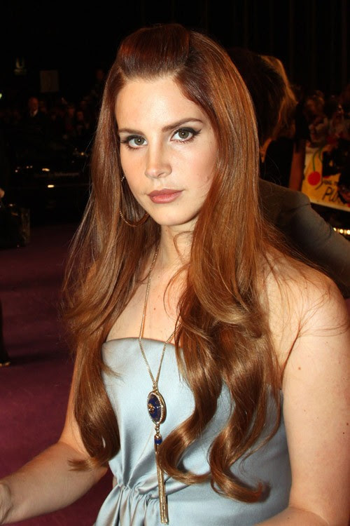 Lana Del Rey Wavy Ginger Long Layers, Pompadour Hairstyle 