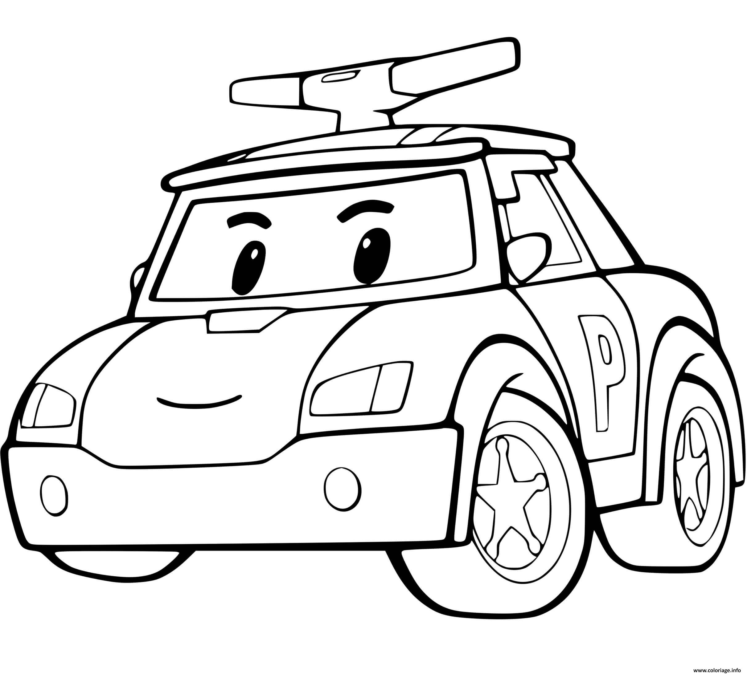 Coloriage voiture de police materinelle facile - JeColorie.com