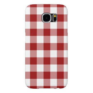 Red and White Gingham Pattern Samsung Galaxy S6 Cases