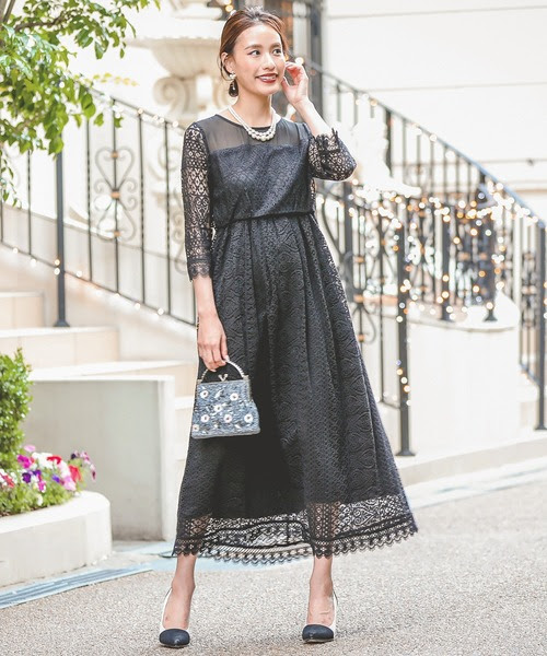 切替えロングワンピース ドレス 結婚式ワンピース お呼ばれパーティードレス ドレス Kana カナ のファッション