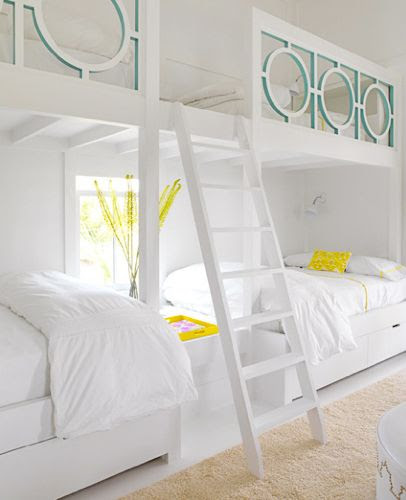 circle motif  built in bunk beds, turquoise detail inside circle
