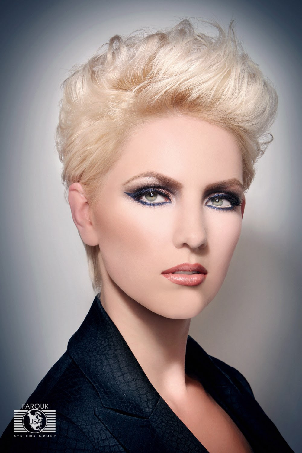 Professional short hairstyle with layers and lift on the roots