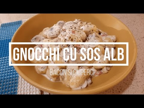 Gnocchi cu Sos Alb | Reteta de Gnocchi cu Bacon si Ciuperci