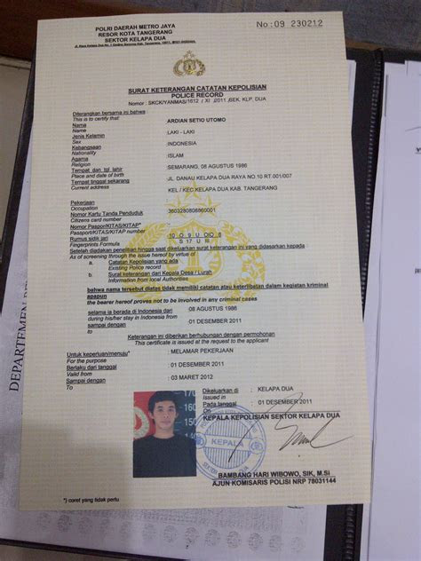 contoh bentuk  skck gambar foto scan