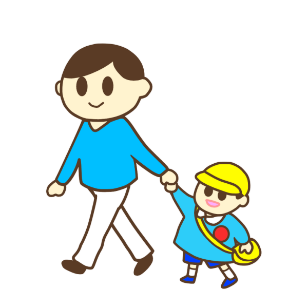 パパと幼稚園へ パパのお迎え 男の子 のイラスト かわいいフリー素材が無料のイラストレイン