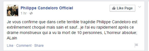 "Philippe Candeloro está ileso", diz (Foto: Reprodução/Facebook/Philippe Candeloro Officiel)
