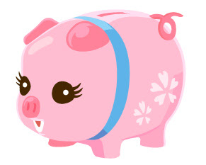ぶたの貯金箱 ガーリー素材 ふんわり可愛い無料イラスト素材 ふんわり可愛い無料イラスト素材