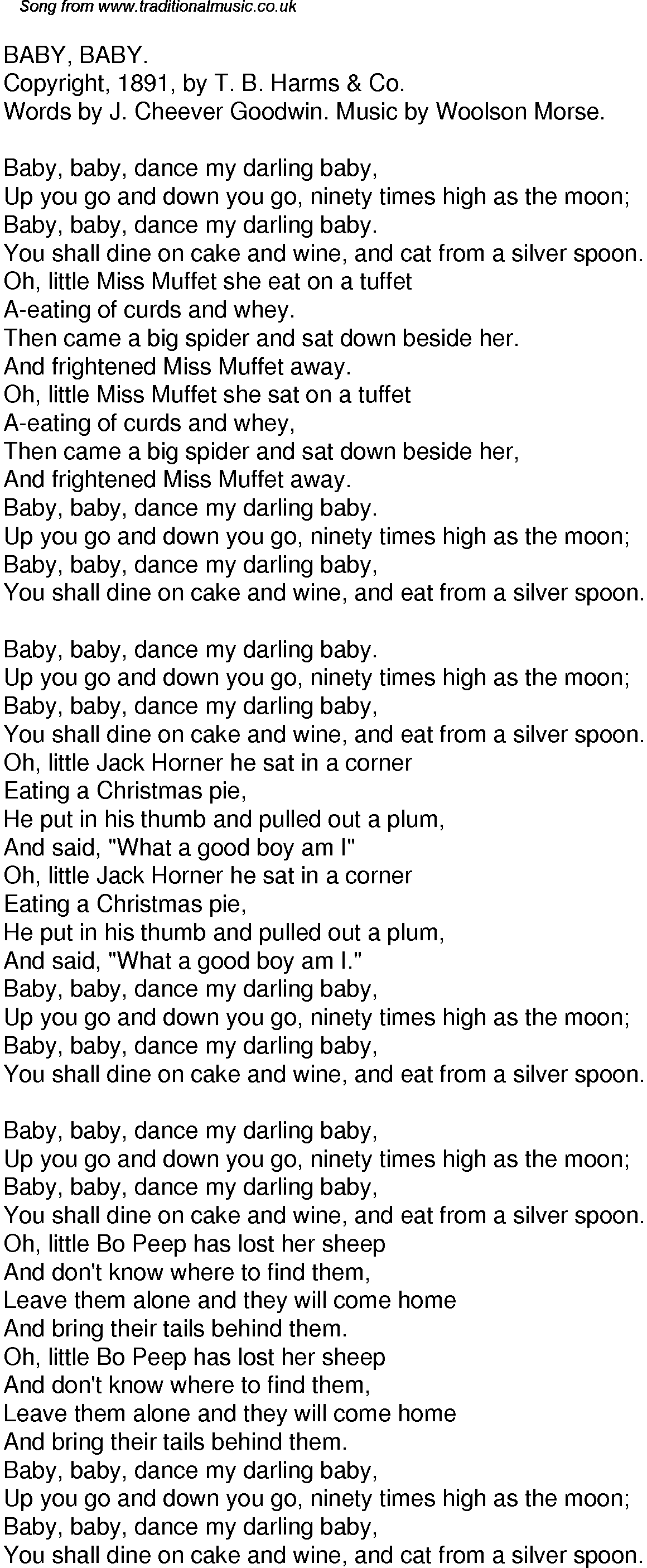 Old Time Song Lyrics For 32 Baby Baby