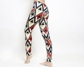 Red Black And Grey Women Leggings / Geometric Print Tights / Diamonds Print Leggings / Women Clothing / Women Pants - NoaRubinFashion