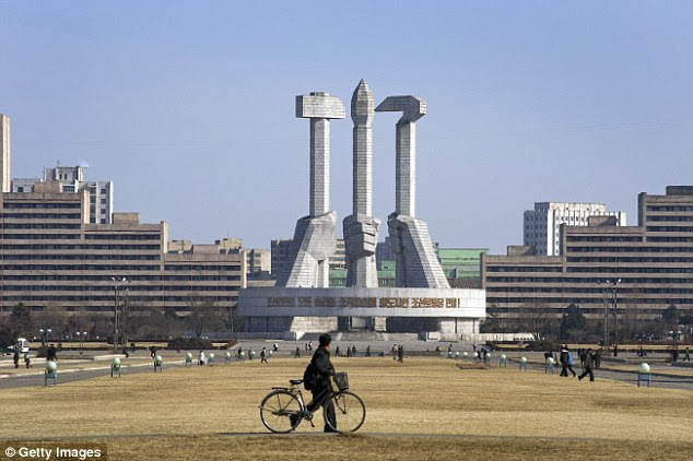 North Korea announced that it will quarantine foreigners for 21 days over fears of the spread of the Ebola virus. Pictured is the Worker's Monument in Pyongyang