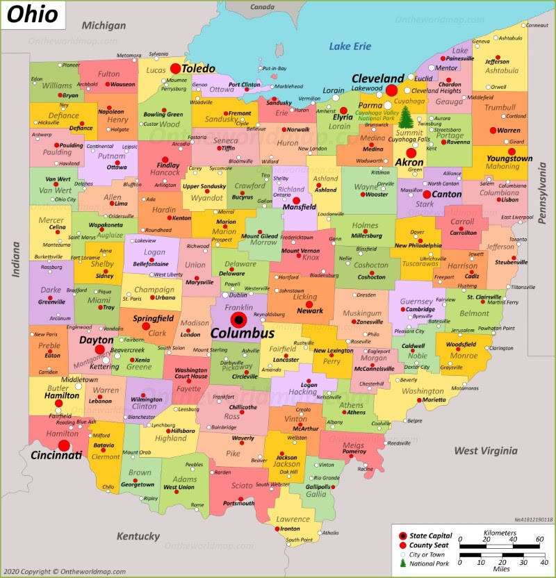 Map Of State Of Ohio Ohio State Map | USA | Maps of Ohio (OH)
