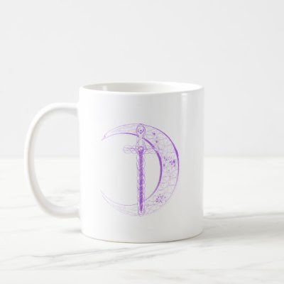 Celtic Sword and Celtic Moon (Purple) Coffee Mug by packratgraphics