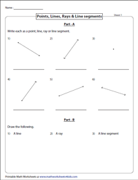 Lines, Rays and Line segments Worksheets