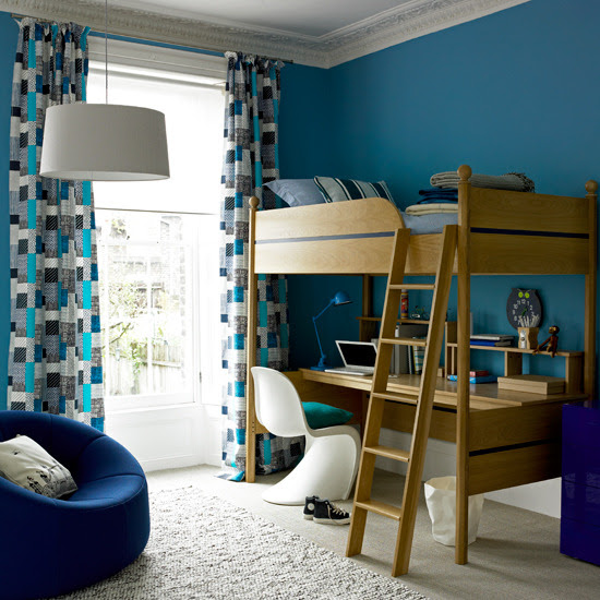 Bold blue boy's room | kids room girls bed