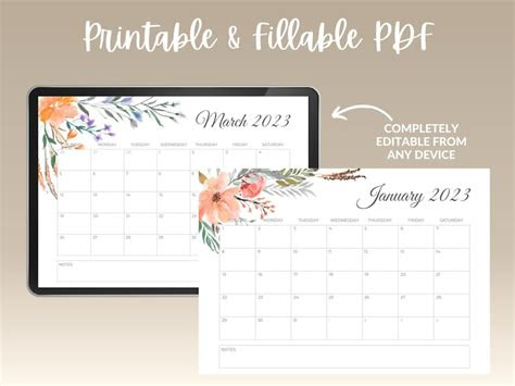 Our yearly beautiful free floral printable calendar for 2023 is now available for you and i hope that you love it! 2023 calendar digital printable flower inspired etsy new zealand