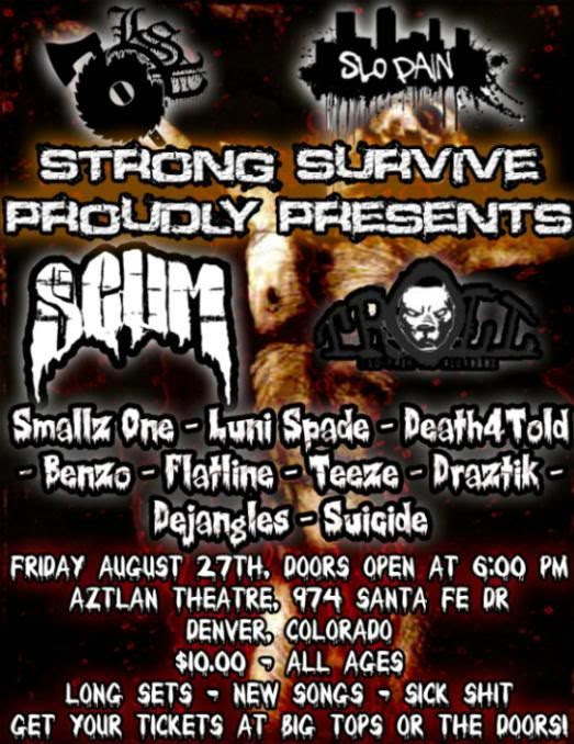 SCUM,smalls one,death4told,draztik,lsp,lyrical snuff productions,horrorcore,gorehop,wicked underground,horror,gore