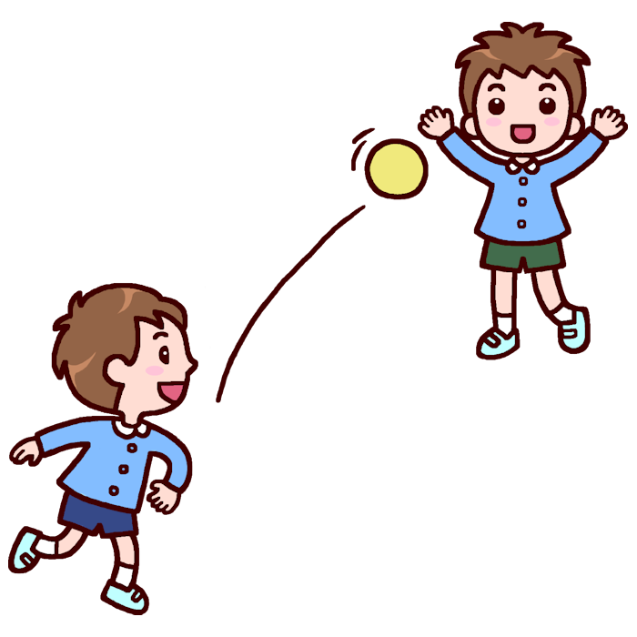 ボール遊び2 カラー 野外 園庭遊びの無料イラスト 園の生活 保育素材
