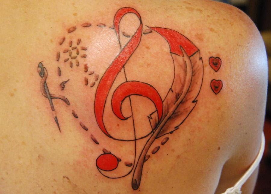 music heart tattoo. music heart tattoo. music