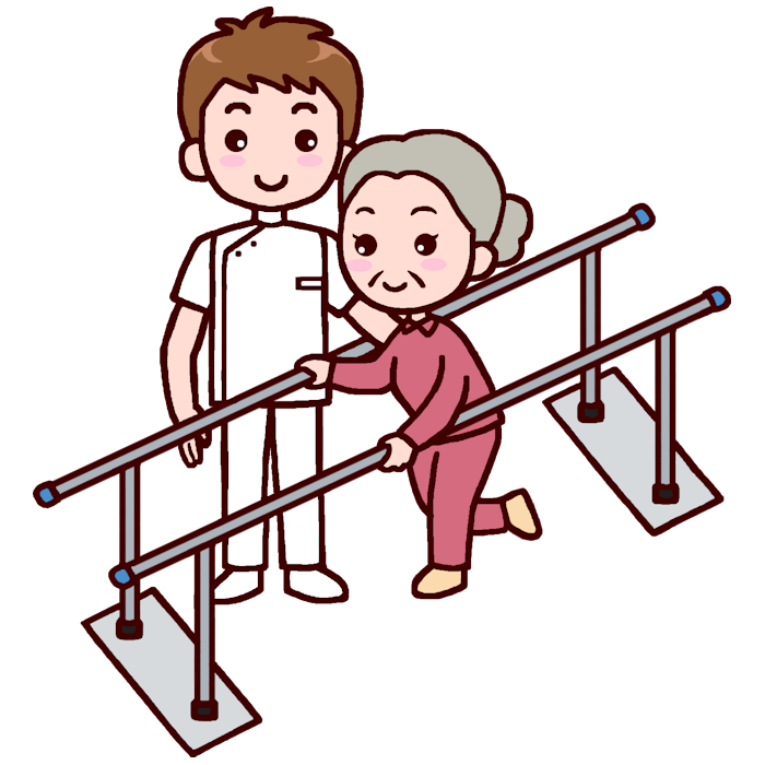 平行棒1 カラー 歩行訓練 リハビリ 介護 医療 無料イラスト素材