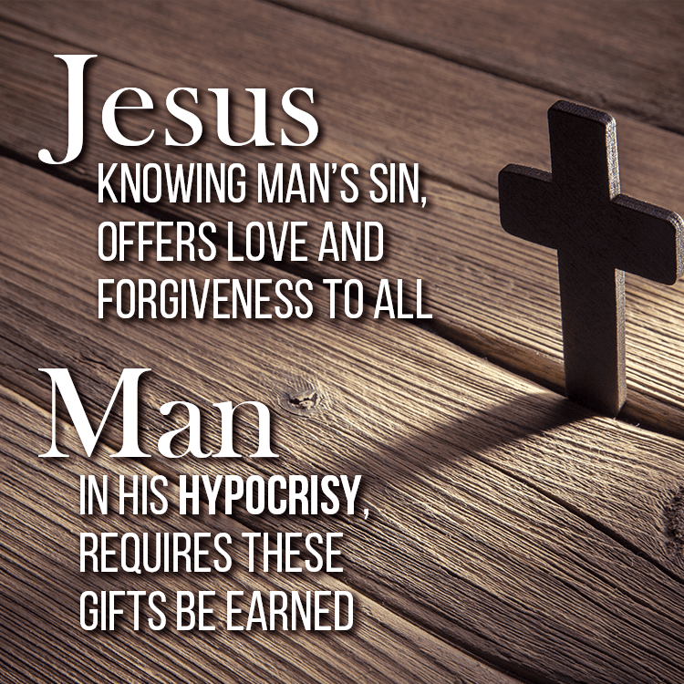 Jesus knowing man's sin, offers forgiveness