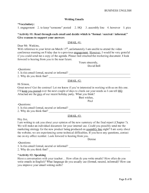 Formal Email Exercises