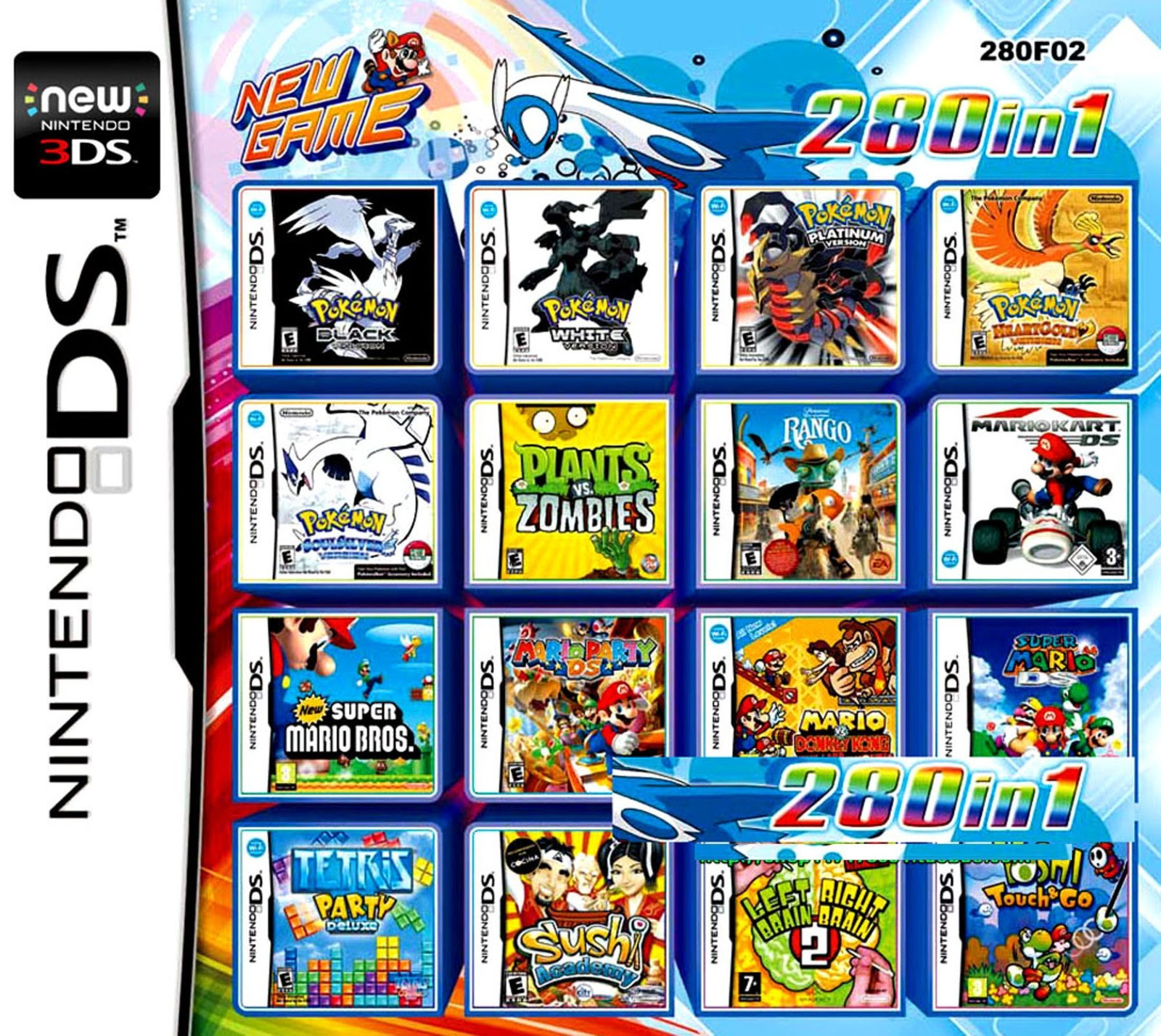 280 in One cartridge Nintendo DS NDS DSLITE /DSi/3DS/3DS ...