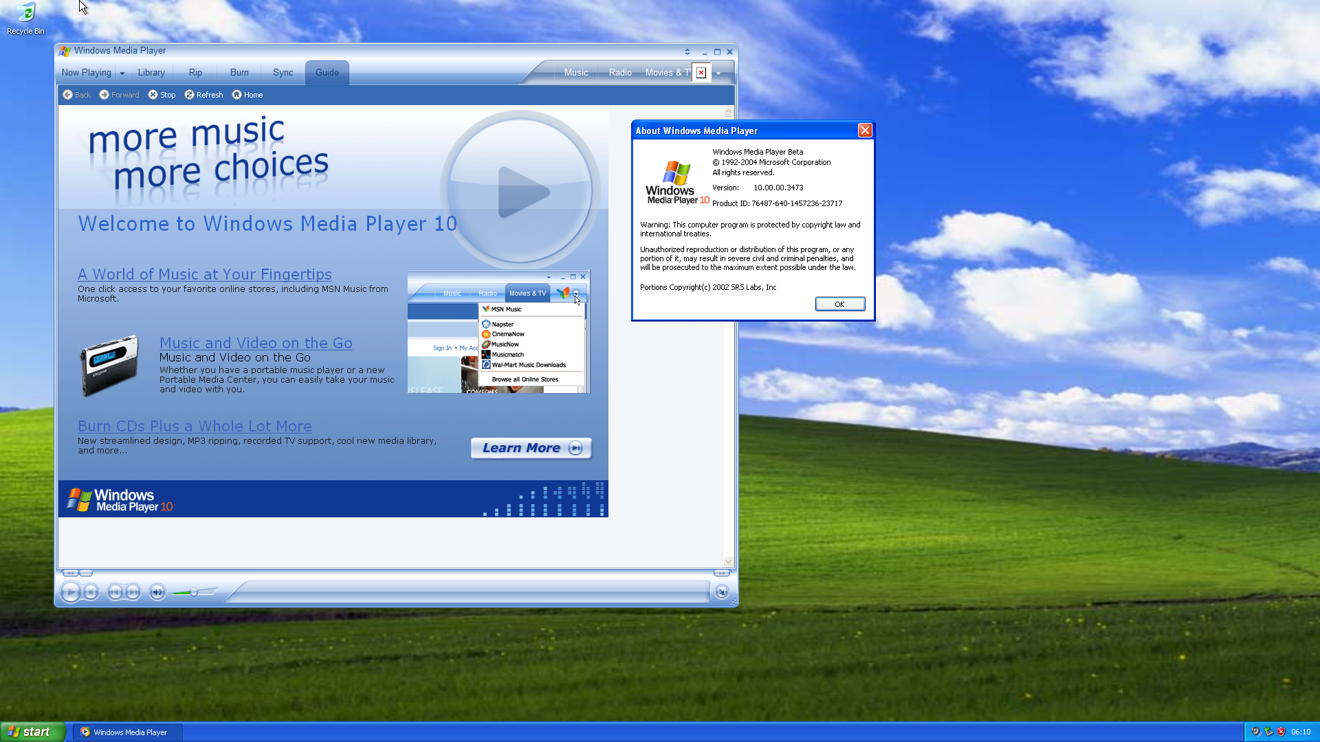 Offer Windows Media Player 10 Technical Beta Build 3473 Betaarchive