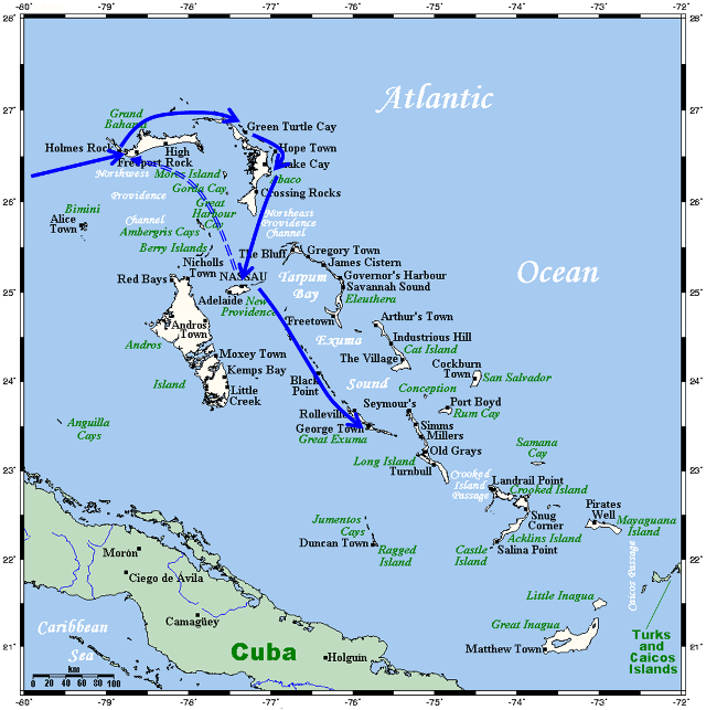 Topsail Key Bahamas Map Knot Workin   Knot Workin   Nordic Tug 37