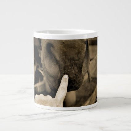 tag your it finger on muzzle horse sepia extra large mug