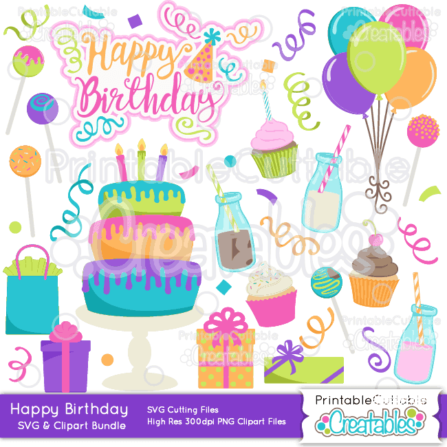 Download Happy Birthday SVG Cut Files & Clipart Bundle