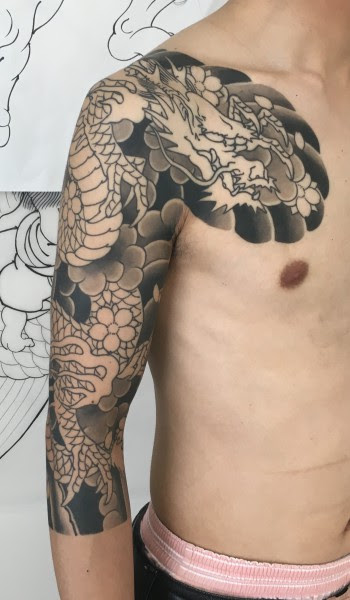 刺青 龍 腕 額彫り 完了 刺青 東京 福生 八王子 立川 吉祥寺 新宿 なら刺青師龍一郎