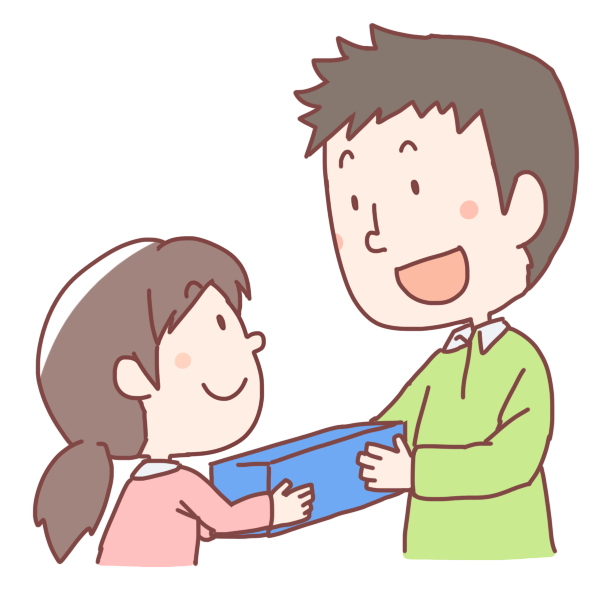 お父さんにプレゼントをあげる女の子のイラスト かわいいフリー素材が無料のイラストレイン