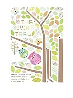 Ambiance Live Vinilo Decorativo Owls and butterflies on tree Multicolor