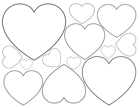  very small small medium heart shapes on one page shape coloring pages