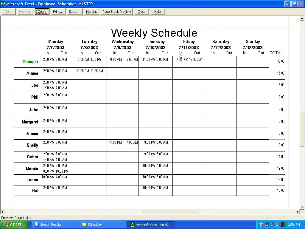 excel employee schedule template | Resume Builder | Resume Templates
