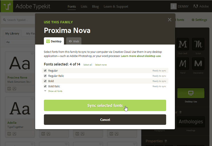 Syncing Fonts from Typekit