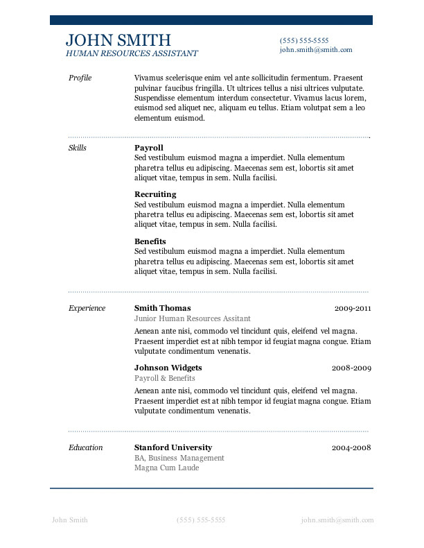 Best Free Microsoft Word Resume Templates