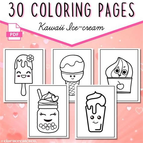  30 kawaii ice cream coloring pages for kids printable kawaii etsy