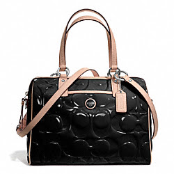 SIGNATURE STRIPE EMBOSSED PATENT SATCHEL - COACH f25189 - 20073