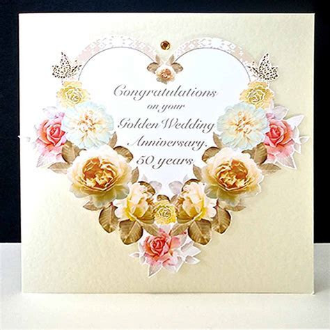 Antique Floral Heart   Handmade Golden Wedding Anniversary  