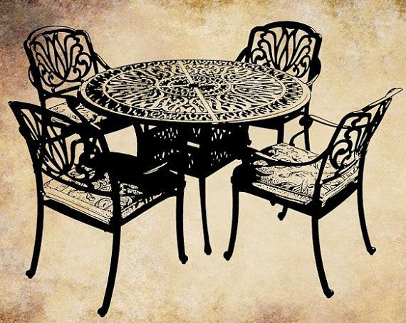 Fancy Patio Furniture Set Black Clip Art Graphics Image Royalty Free  